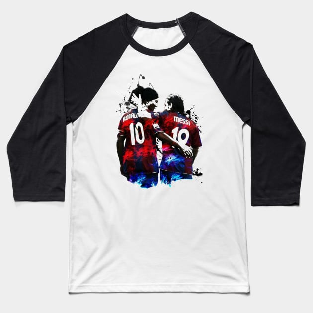 Illustration Messi And Ronaldinho Baseball T-Shirt by ivonlionard